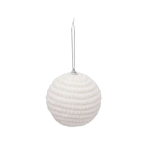 Bolas de Natal Pompons - Branco - 10cm - 4 unidades - Cromus - Rizzo