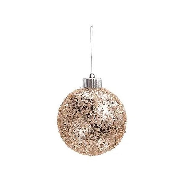 Bolas de Natal Glitter - Champanhe - 8cm - 6 unidades - Cromus - Rizzo
