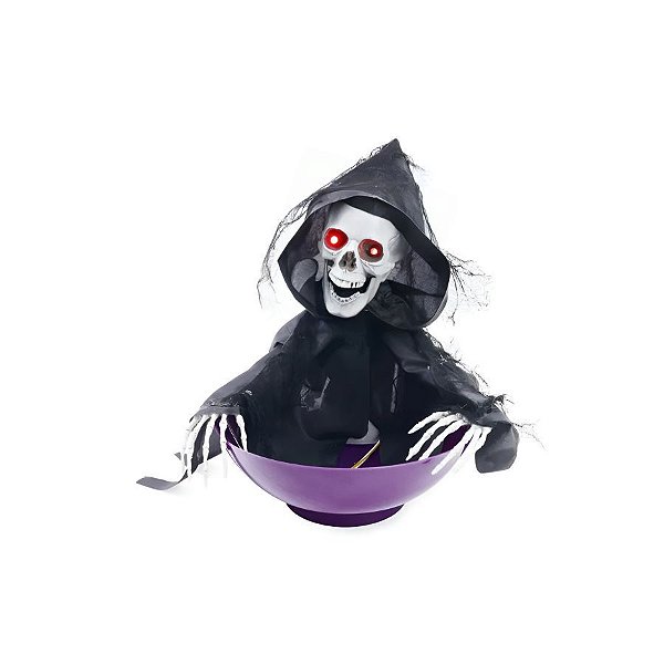 Enfeite Decorativo Halloween - Petisqueira Caveira Sombria - Luz, Som e Movimento - 1 unidade - Cromus  - Rizzo