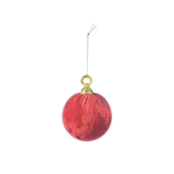 Bola de Natal Veludo - Vermelha - 8 cm - 6 unidades - Cromus  - Rizzo