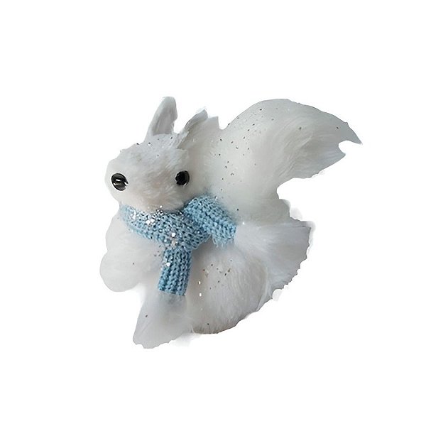 Esquilo Decorativo de Natal - Branco/Azul - 19cm - 1 unidade - Rizzo
