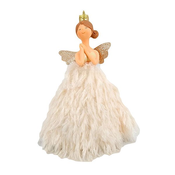 Boneca Angel de Natal - Bege - 28cm - 1 unidade - Rizzo