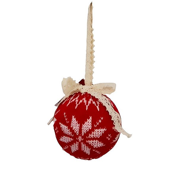 Bola de Natal Decorada - Vermelho/Branco - 9cm - 2 unidades - Rizzo