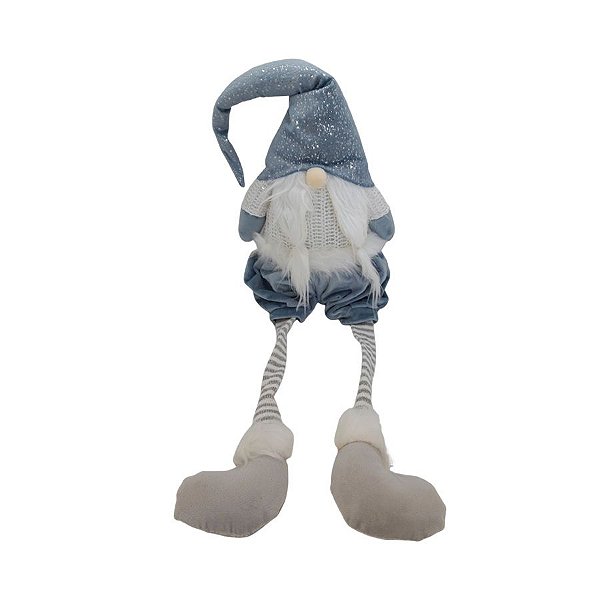 Papai Noel de Natal Decorativo Sentado - Azul/Branco - 50cm - 1 unidade - Rizzo