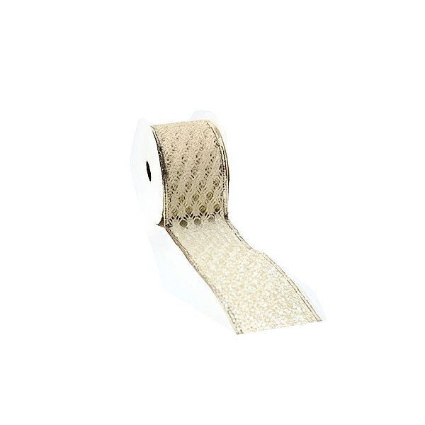 Fita Decorativa de Natal - Dourada - 6,3cm x 9,14m - 1 unidade - Rizzo