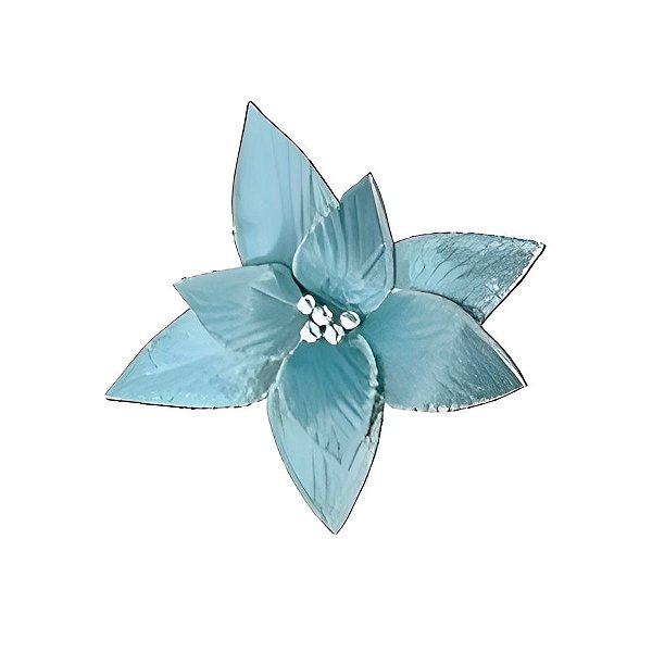 Poinsetia Decorativa de Natal - Azul - 30cm - 1 unidade - Rizzo