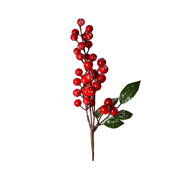 Galho Berry Decorativa Decorativo de Natal - Vermelho - 41cm - 1 unidade - Rizzo