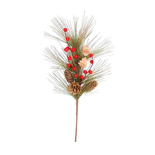 Galho Decorativo Pinus de Natal - Vermelho - 45cm - 1 unidade - Rizzo
