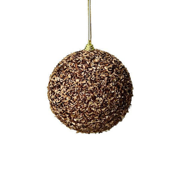 Bola de Natal Decorada - Marrom - 10cm - 1 unidade - Rizzo