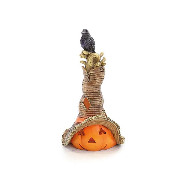 Enfeite Decorativo Halloween - Abóbora Espantalho com LED - 19cm - 1 unidade - Cromus - Rizzo