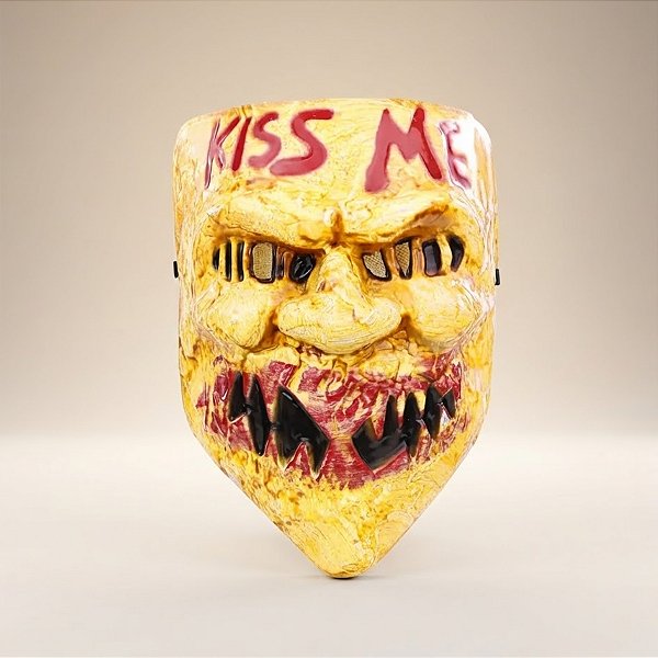 Máscara de Halloween Kiss Me - Amarelo/Vermelho - 1 unidade - Cromus - Rizzo