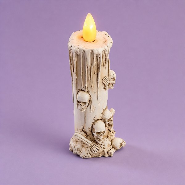 Enfeite Decorativo Halloween - Vela com Crânios - 20cm - 1 unidade - Cromus - Rizzo