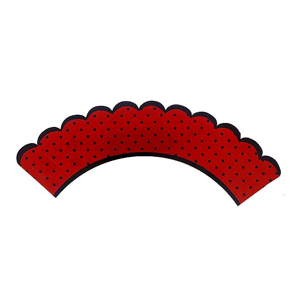Wrapper para Cupcake - Bolinhas Vermelho/Preto - 21,5x5cm - 12 unidades - Cromus - Rizzo