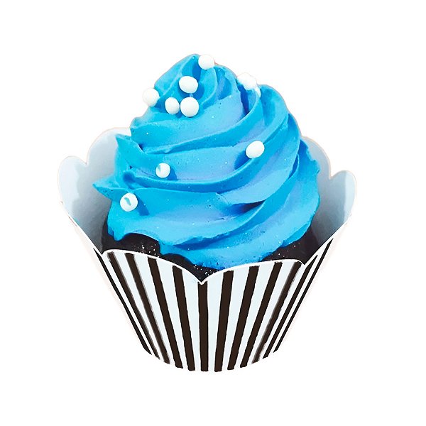 Wrapper para Cupcake - Listrado Preto/Branco- 21,5x5cm - 12 unidades - Cromus - Rizzo