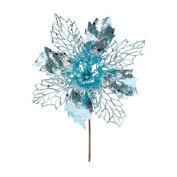 Flor de Cabo Curto de Natal - Azul Claro - 21cm - 1 unidade - Cromus - Rizzo