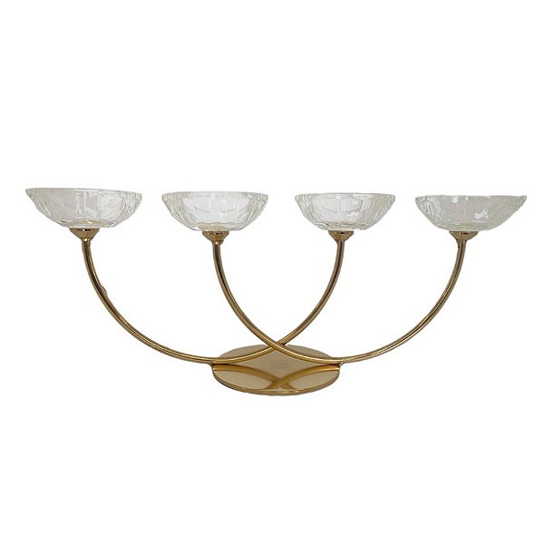 Castiçal Decorativo de Natal - Dourado - 36cm - 1 unidade - Cromus - Rizzo