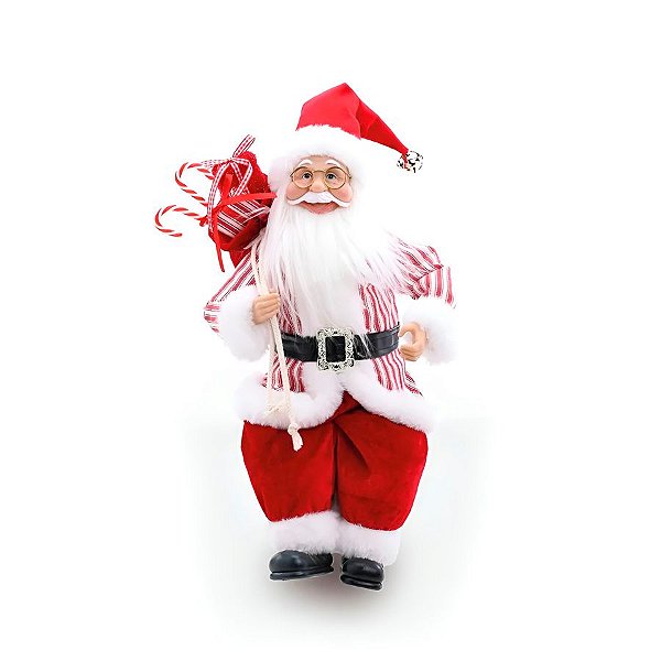 Papai Noel Decorativo Sentado de Natal - Vermelho/Branco - 50cm - 1 unidade - Cromus - Rizzo
