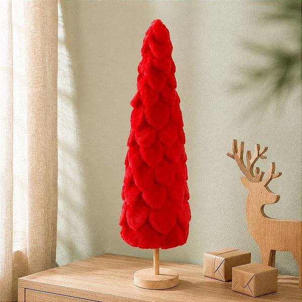 Árvore de Natal Luxo em Pelúcia Vermelha - 50cm - 1 unidade - Cromus - Rizzo