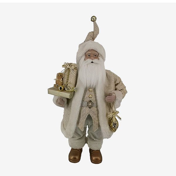 Papai Noel em pé Decorativo - Dourado e Branco - 60cm - 1 unidade - Rizzo