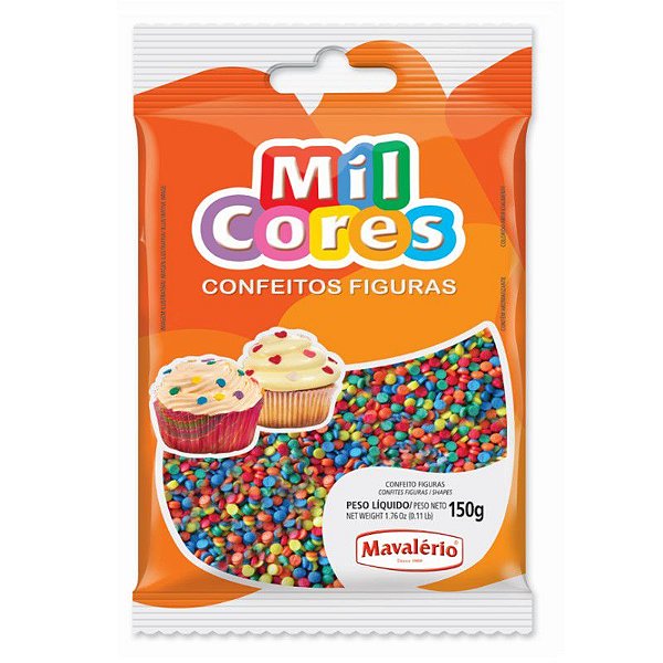 Confeito Figura Mini Confete 150 g Mil Cores Mavalério  Confeitaria