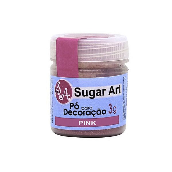 Pó para Decoração Pink Cintilante 3g Sugar Art  Confeitaria