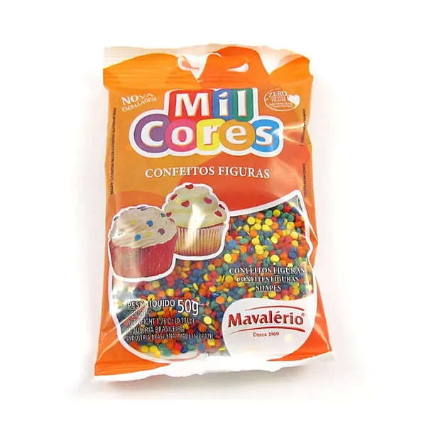 Confeito Figura Mini Confete 50 g Mil Cores Mavalério Rizzo Confeitaria