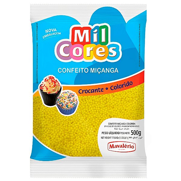 Confeito Miçanga Mil Cores Nº 0 Amarela  - 500 g  - Mavalério