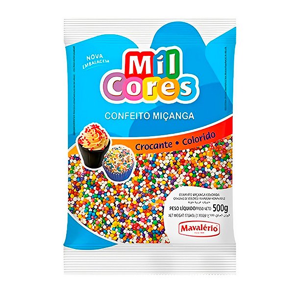 Confeito Miçanga Mil Cores Nº 0 Colorida  - 500 g  - Mavalério