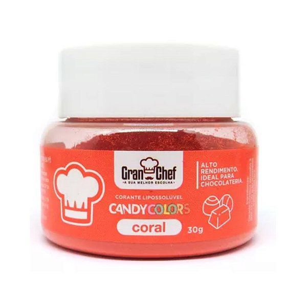 Corante em Pó Lipossolúvel Candy Colors Coral 30g Granchef
