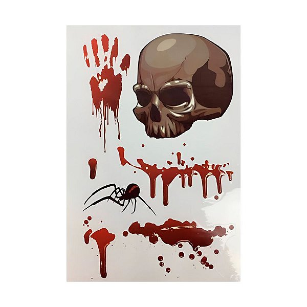 Adesivo Decorativo de Halloween - Caveira e Sangue - 1 unidade - Rizzo