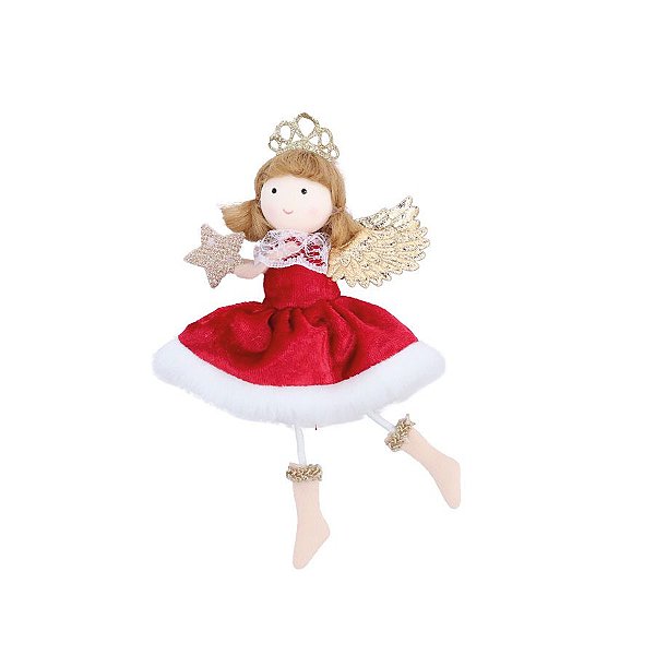 Enfeite de Natal para pendurar - Anjo Voando Estrela - 15cm - 1 unidade - Cromus - Rizzo