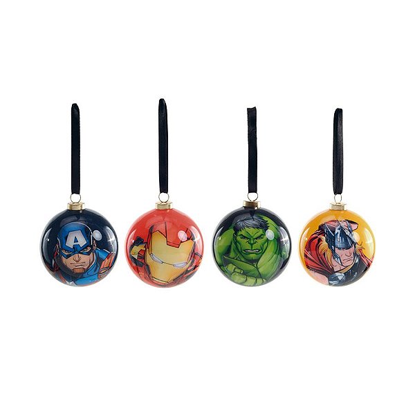 Bola de Natal Decorada - Avengers - 8cm - 4 unidades - Cromus - Rizzo