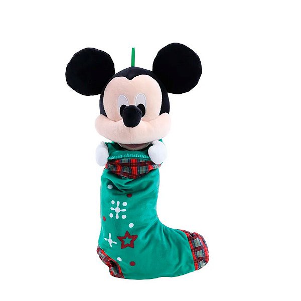 Bota Mickey de Natal para Pendurar - Verde, Vermelho, Preto, Bege  - 46cm - 1 unidade - Cromus  - Rizzo