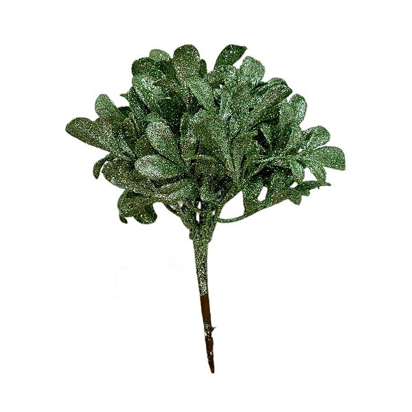 Pick Folhas com Glitter de Natal - Verde - 18cm - 1 unidade - Cromus  - Rizzo