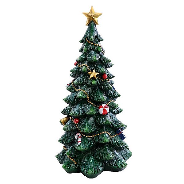 Arvore de Natal com Estrela - Verde, Dourado e Vermelho - 30cm - 1 unidade - Cromus - Rizzo