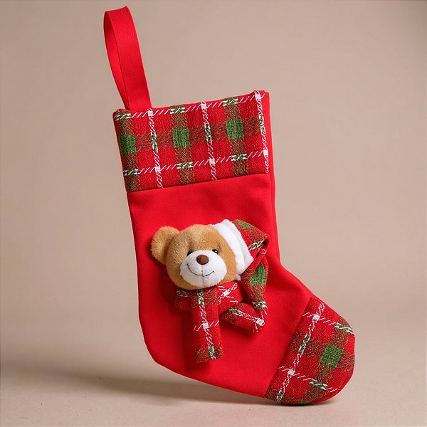 Bota de Natal para Pendurar - Urso - 28,5cm - 1 unidade - Cromus - Rizzo