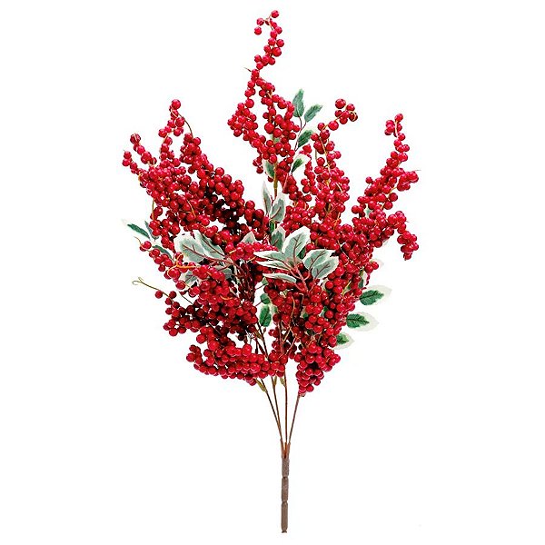Galho Decorativo de Natal - Frutas Vermelho e Verde - 45cm - 1 unidade - Cromus - Rizzo