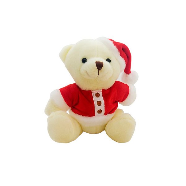 Urso de Pelúcia de Natal - Gorro Noel - Branco - 1 unidade - Cromus - Rizzo