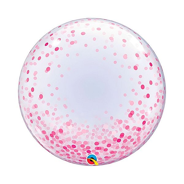 Balão de Festa Bubble 24" - Pontos de Confete Rosa - 1 unidade - Qualatex - Rizzo