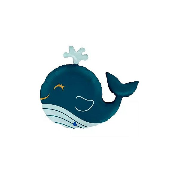 Balão de Festa Metalizado 26'' 66cm - Baleia - 1 unidade - Rizzo