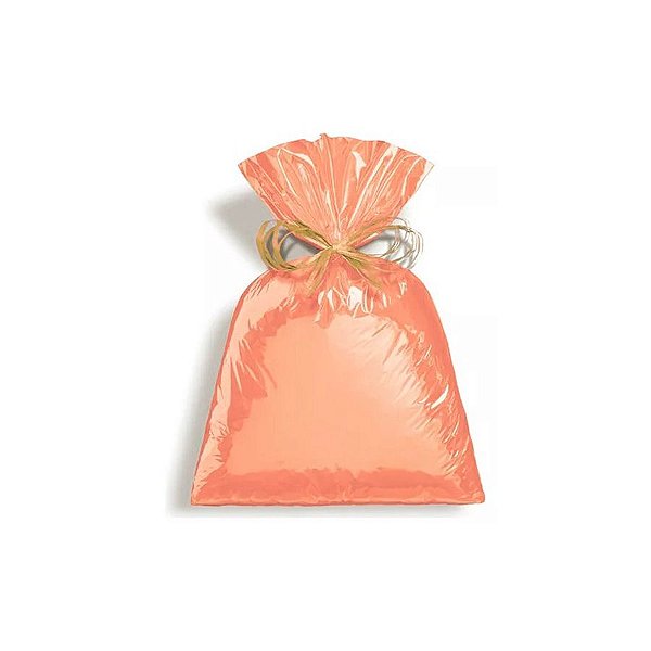 Saco para presente Metalizado - Pêssego - Cromus - Rizzo