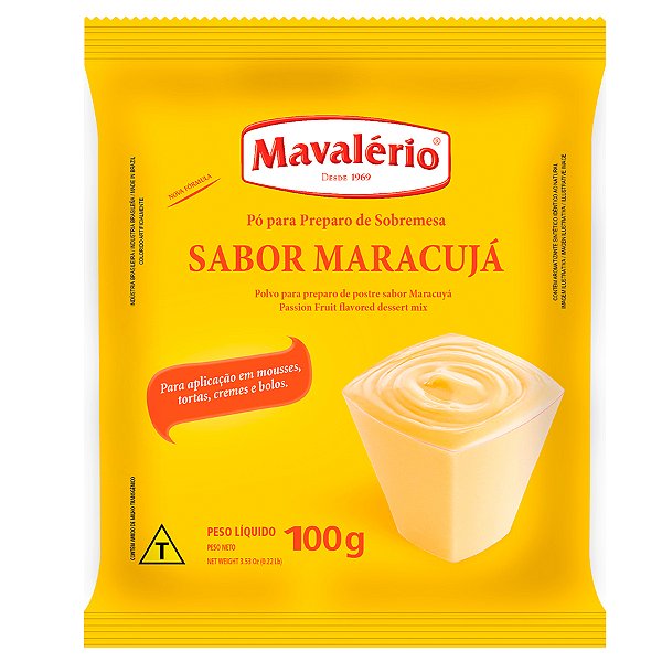 Pó para Prepraro de Sobremesas Sabor Maracujá - 100 g - Mavalério