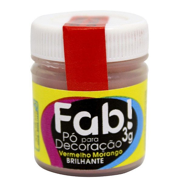 Pó para decoração vermelho morango brilhante 3g Fab