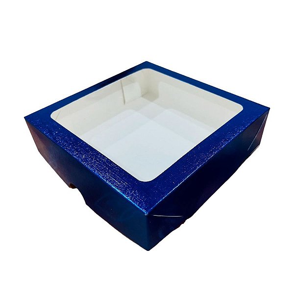 Caixa com Visor S21 (15cmx15cmx4cm) - Azul Escuro - 10 unidades - ASSK - Rizzo