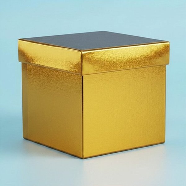 Caixa Cubo Para Presente Metalizada com Textura Dourado 12x12x12cm - 10 unidades - ASSK - Rizzo
