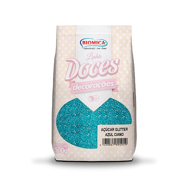 Açúcar Glitter - Azul Ciano - 500g - 500g unidades - Rizzo