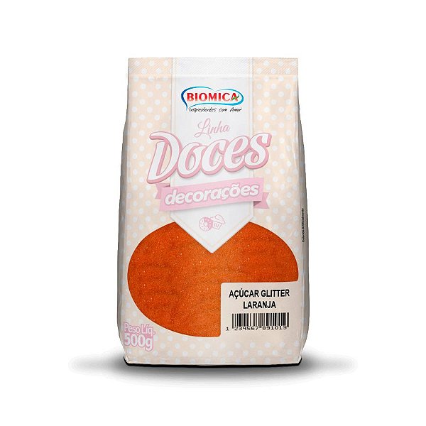 Açúcar Glitter - Laranja - 500g - 500g unidades - Rizzo