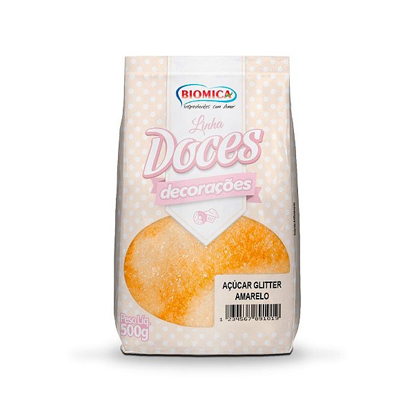 Açúcar Glitter - Amarelo - 500g - 500g unidades - Rizzo