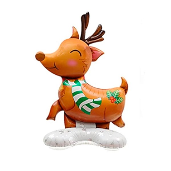 Balão Metalizado Rena de Natal - 47'' 120cm - 1 unidade - Rizzo Balões e Festas