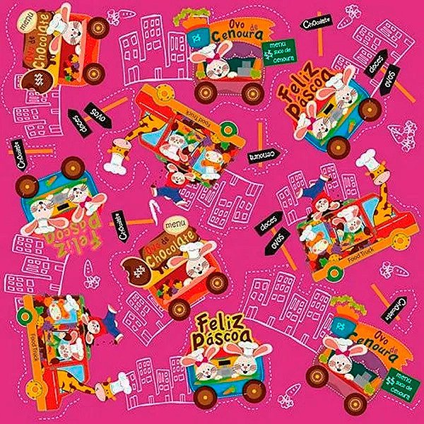 Folha para Ovos de Páscoa Metalizado Food Truck Lilás 69x89cm - 25 unidades - Cromus - Rizzo